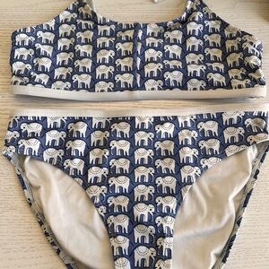 Roller Rabbit White and Blue Two Piece Swimsuit